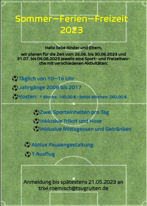 TSV Gruiten Sommerferien-Freizeit für Kinder ab 6 Jahre